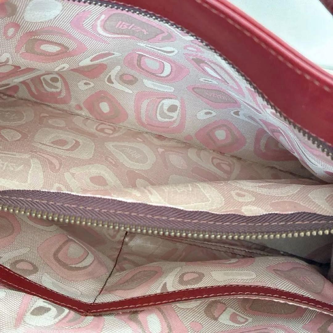 未使用 IBIZA イビザ 赤茶 レザー ハンドバッグ 革 ポーチ付き