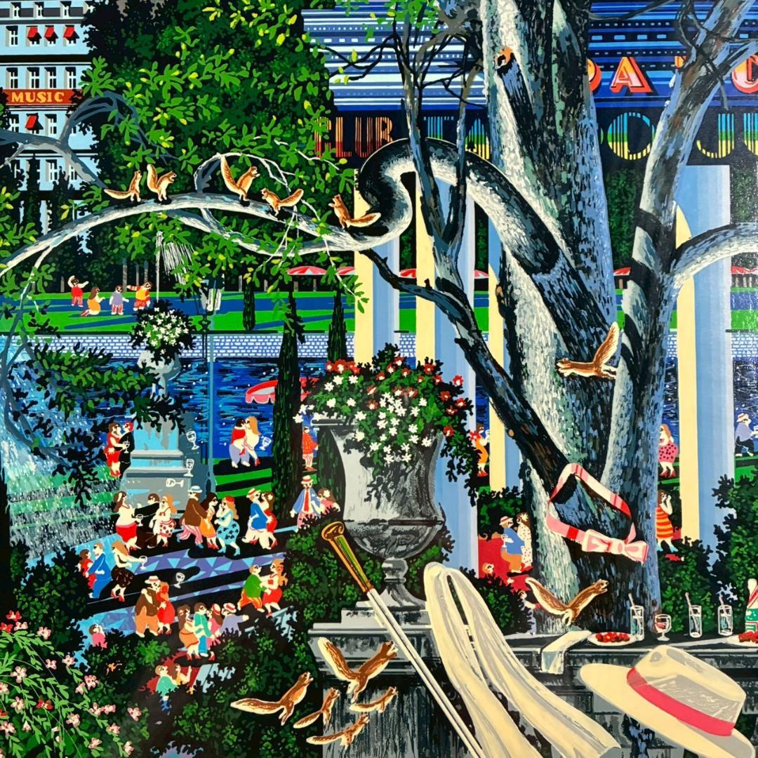 美品 ヒロ・ヤマガタ「イブニングパーティー」シルクスクリーン 大作 直筆サイン入