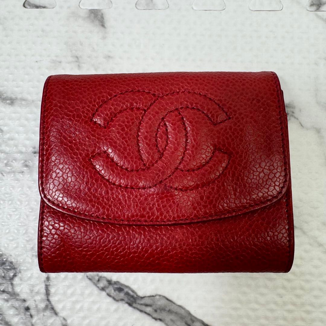 シャネル　ケース　ココマーク　キャビアスキン　ギャランティー　ヴィンテージ