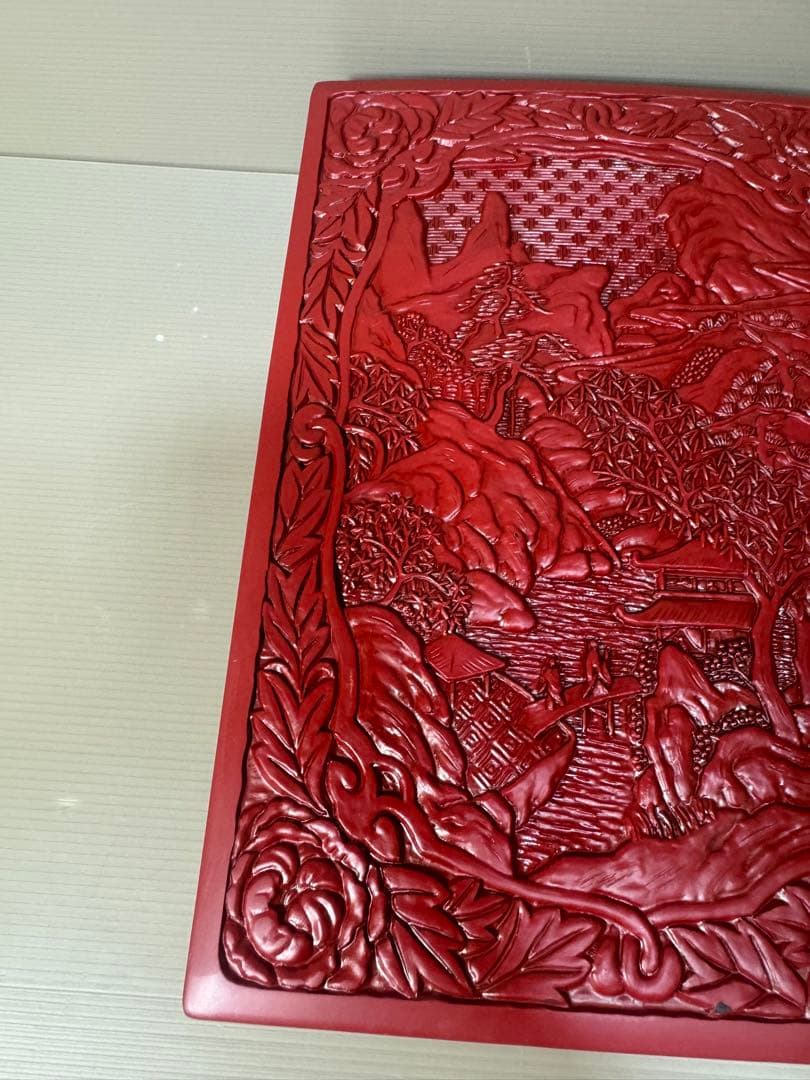 2266  昭和レトロ 仙台堆朱 漆塗り 筆箱 文箱 小物入れ 未使用