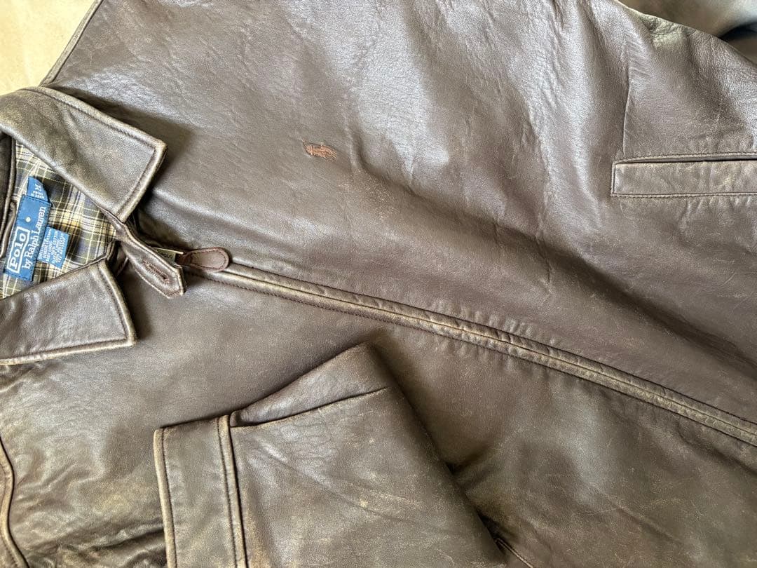 Poloレザージャケット　ブラウン