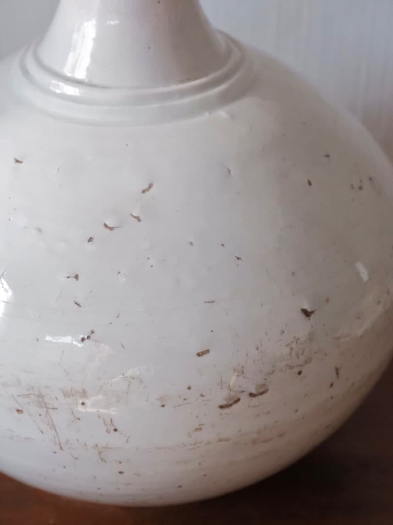 朝鮮美術　李朝　白磁　徳利　花瓶　古陶磁　古民藝　箱付　古道具　Q2316