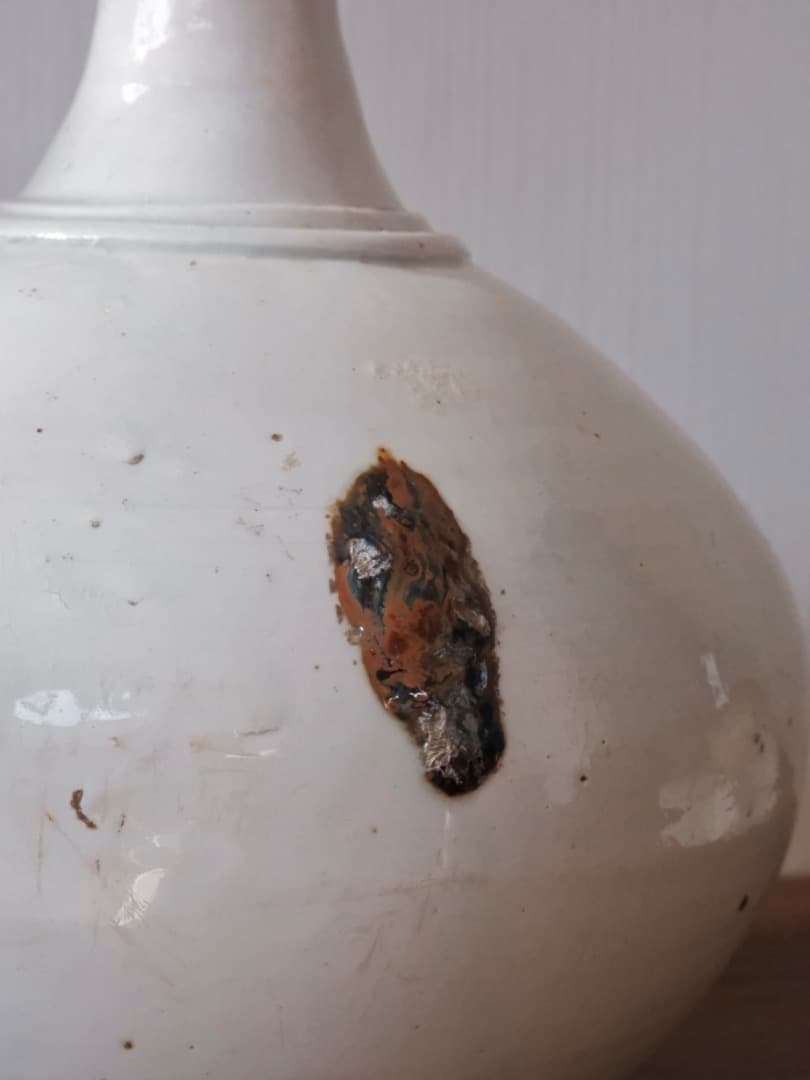 朝鮮美術　李朝　白磁　徳利　花瓶　古陶磁　古民藝　箱付　古道具　Q2316