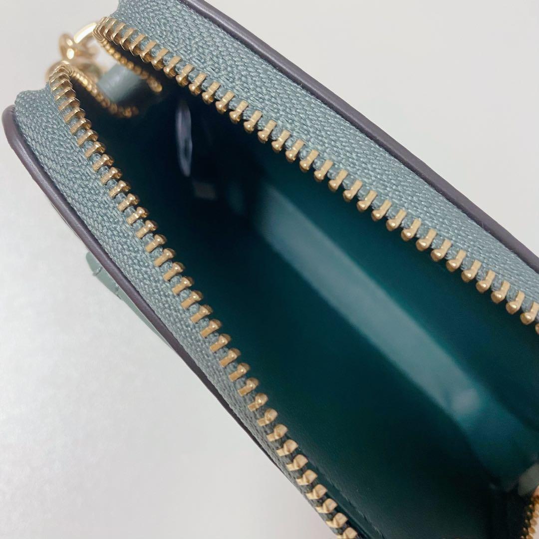 【新品未使用】COACHコーチ★ジップカードケースキルティング★グリーン緑