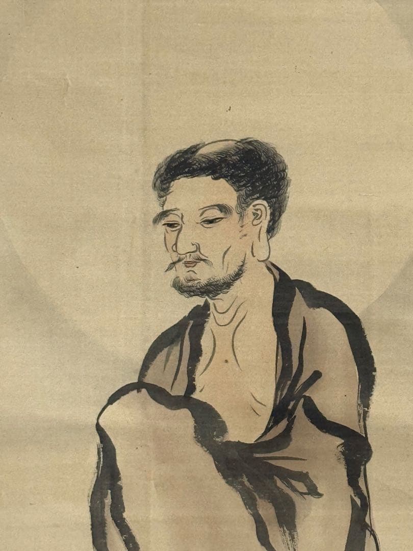 蕉雲筆　達磨圖　絹本肉筆　掛軸　送料込み251030