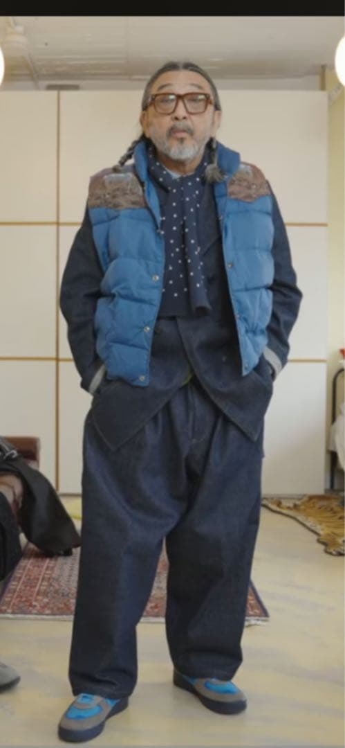 ダウンベスト　転写　フォト　ビンテージ　激レア　希少　ピクチャー　ネイビー