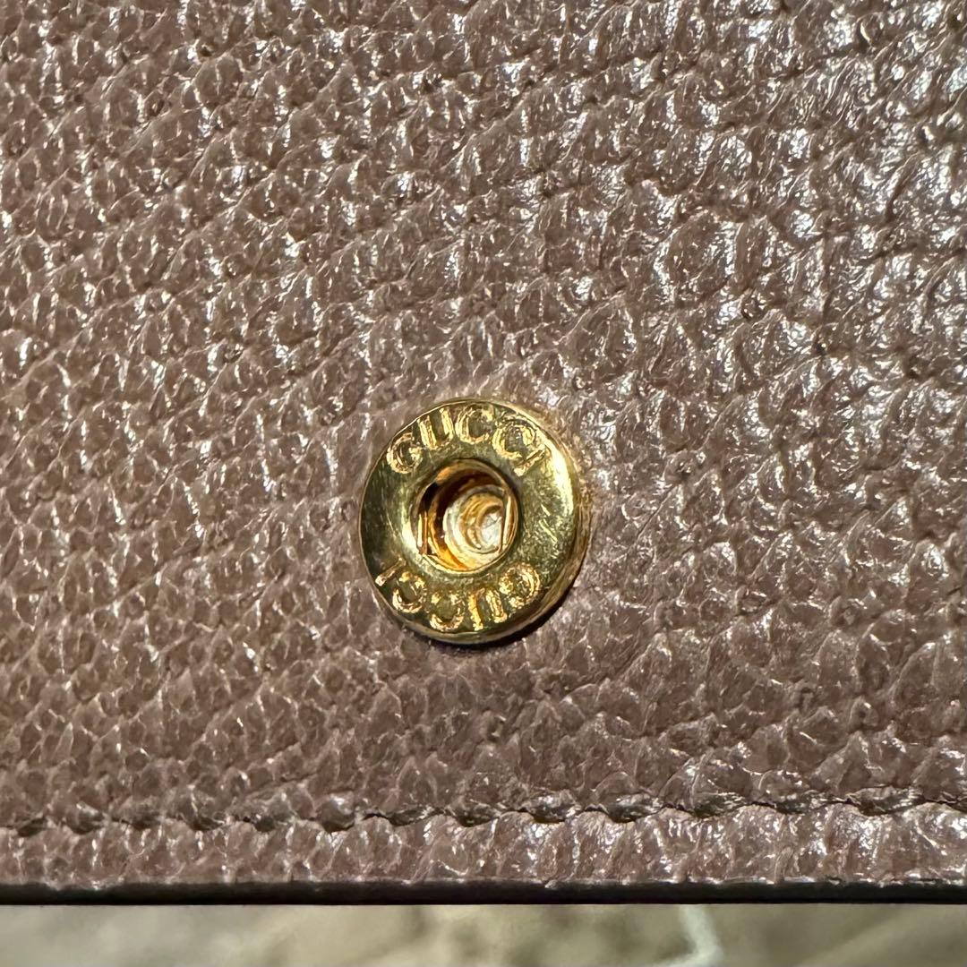 美品 グッチ オフィディア GGマーモント シェリーライン 二つ折り財布 濃茶