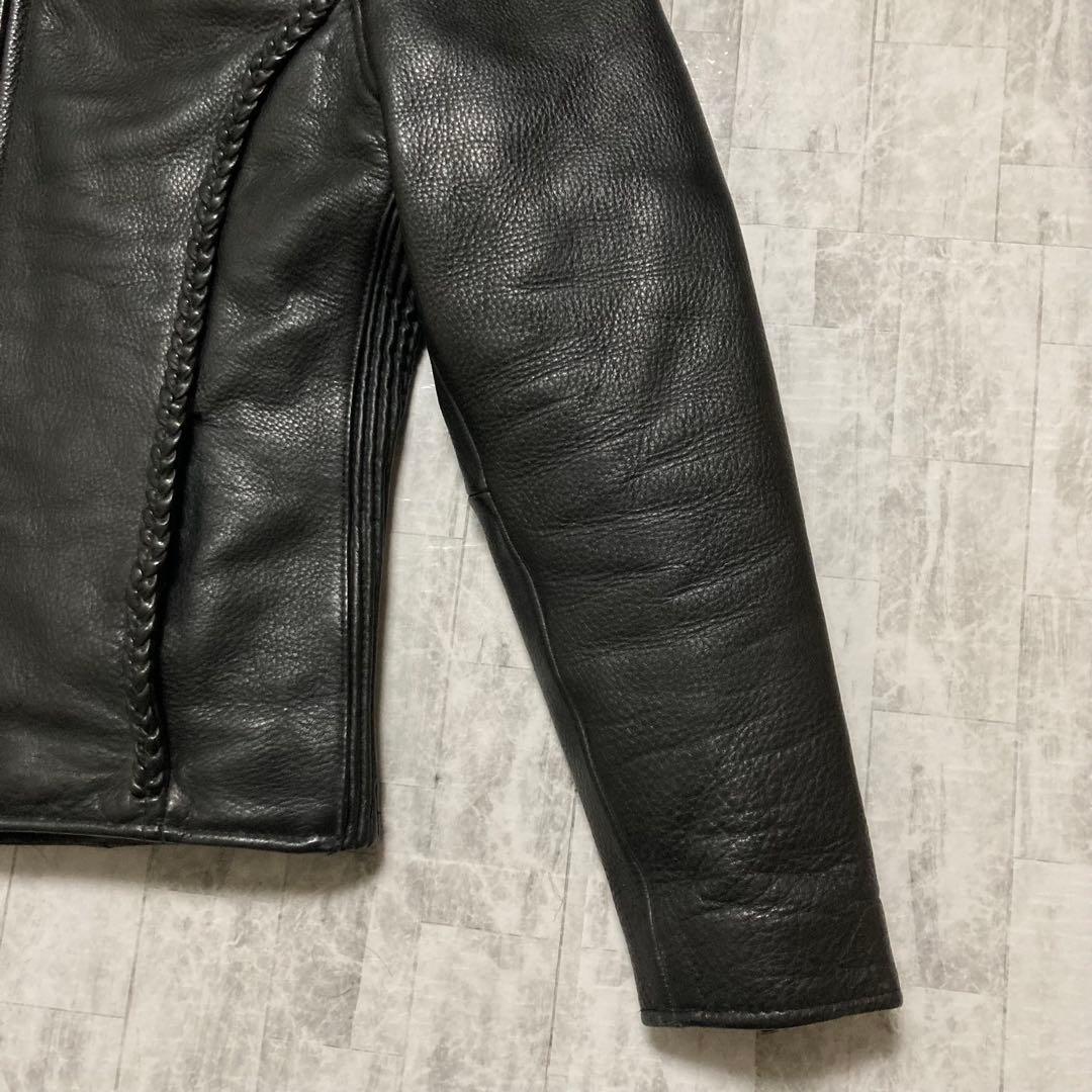 【希少】90s vintage レザーシングルライダースジャケット 黒　ブラック