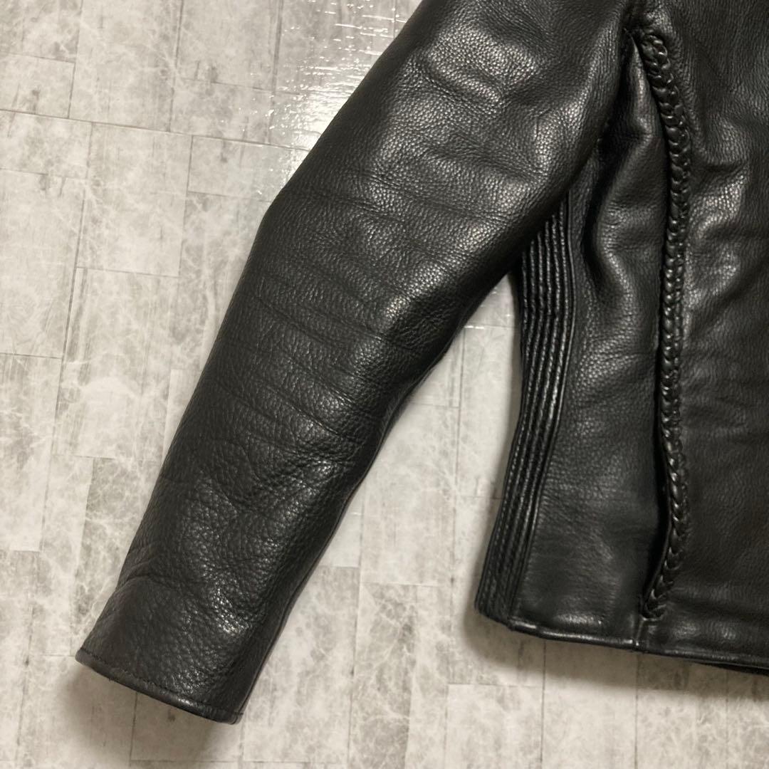 【希少】90s vintage レザーシングルライダースジャケット 黒　ブラック