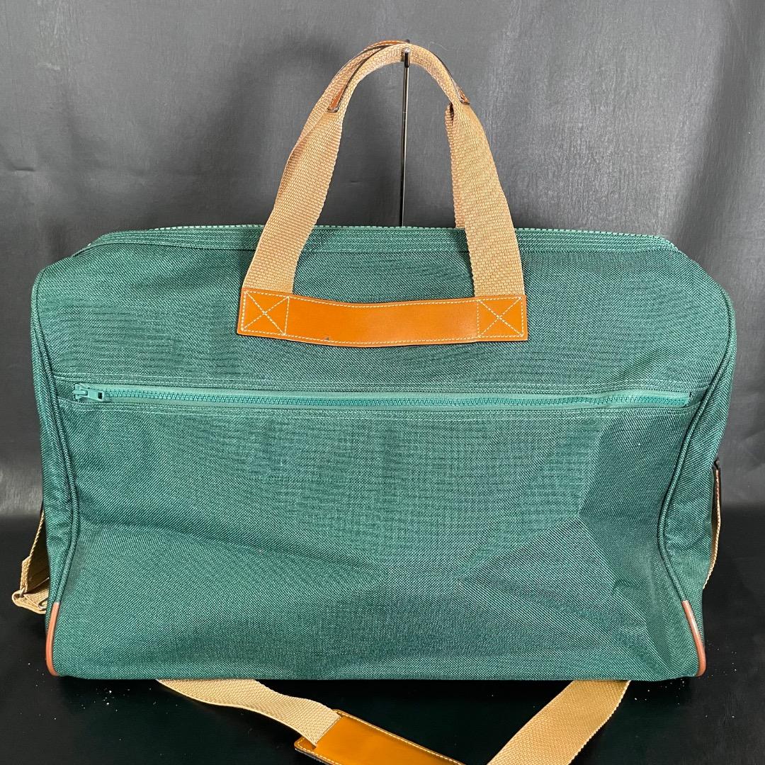 A6✨希少 ランセル キャンバス×本革 ボストンバッグ 緑×ブラウン 50