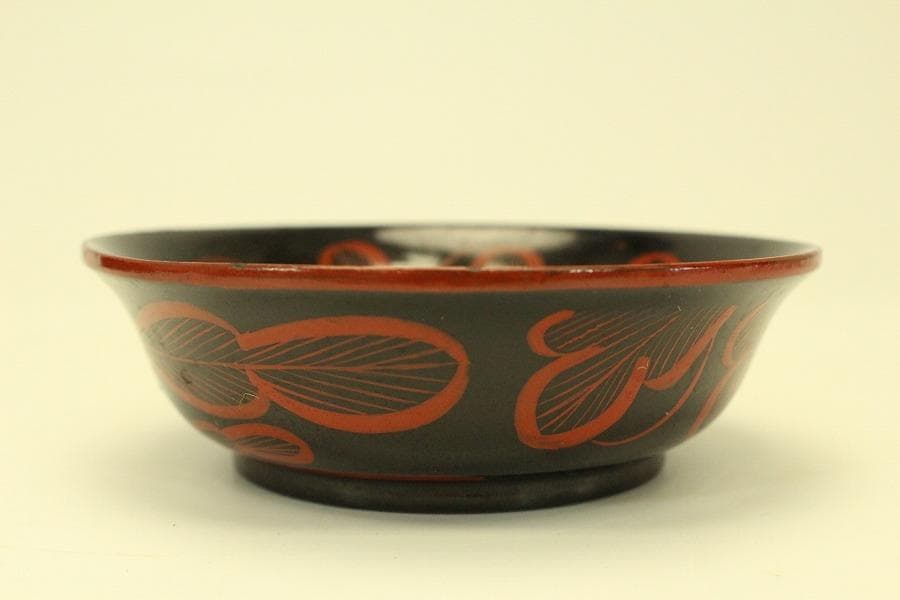 朱漆 輪花模様 小皿 十件 時代物(A733)
