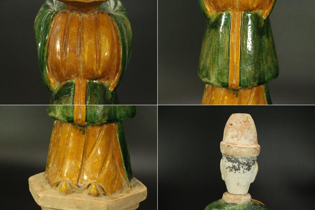 中国美術 唐三彩 宦官 俑 置物 高47cm(LC368)