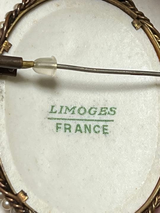 【シュウシュウ】リモージュ 貴婦人 ブローチ アンティーク