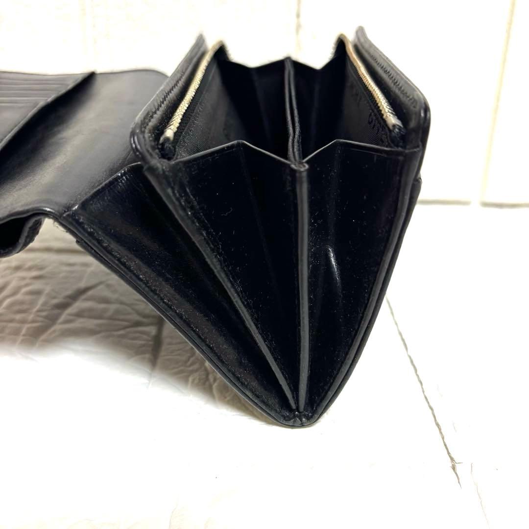 希少 ジバンシー メタル ビッグ ロゴ レザー 二つ折り 財布 黒 ヴィンテージ