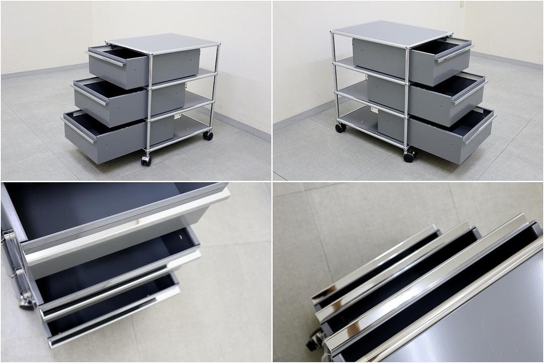 正規品 USM ハラーシステム デスクワゴン 3段 ミッドグレー キャスター