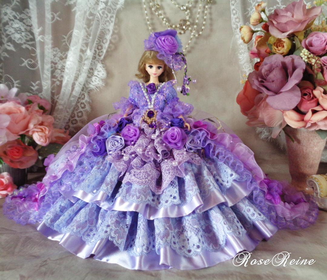 K様ご予約品 アンネローゼ王妃 パープルグラデーションボリュームフリルドレス