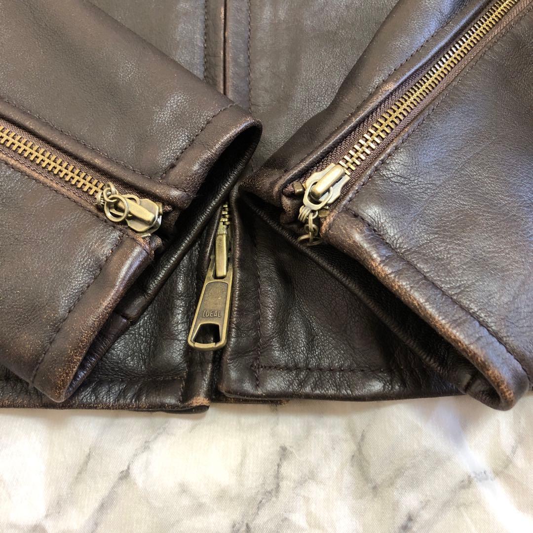 AVIREXアヴィレックス　レザージャケット　シングル　ライダース　ブラウン　L