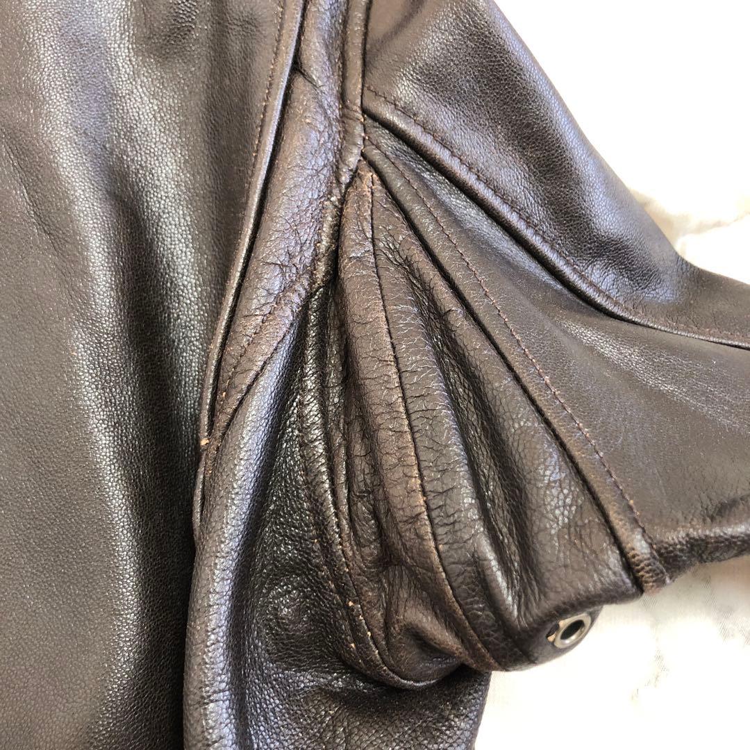 AVIREXアヴィレックス　レザージャケット　シングル　ライダース　ブラウン　L