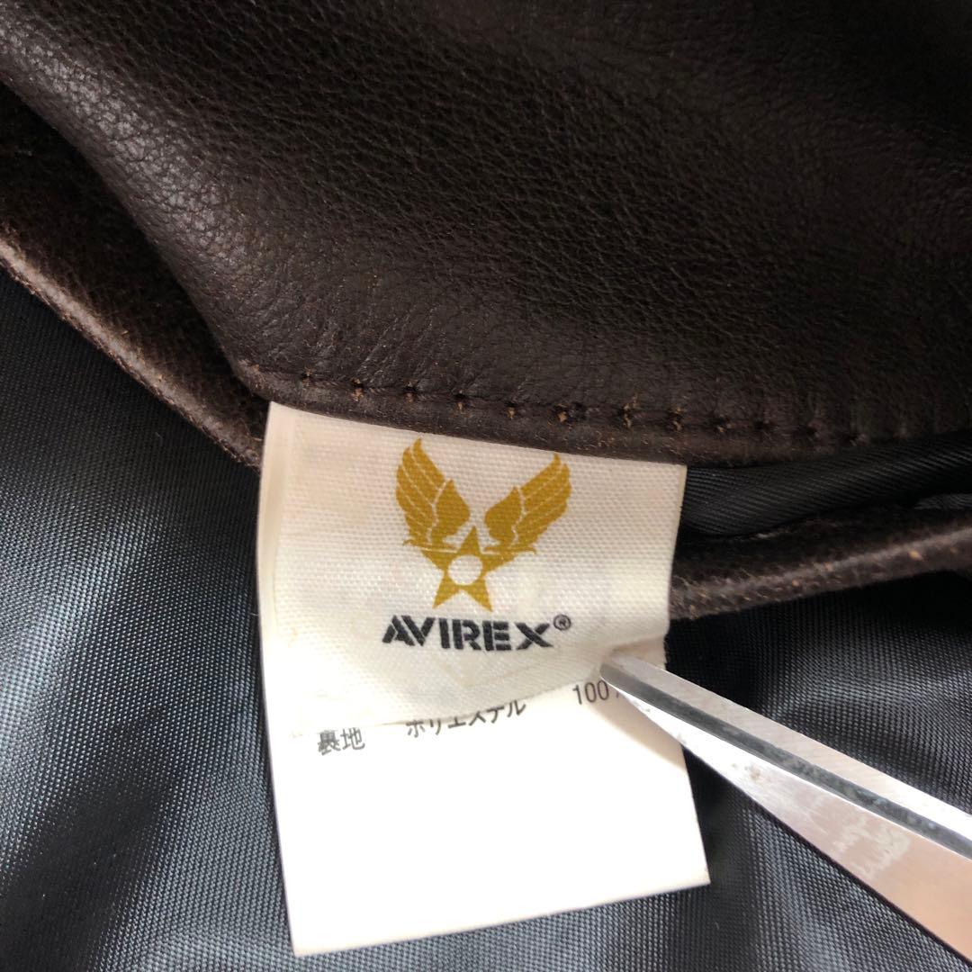 AVIREXアヴィレックス　レザージャケット　シングル　ライダース　ブラウン　L