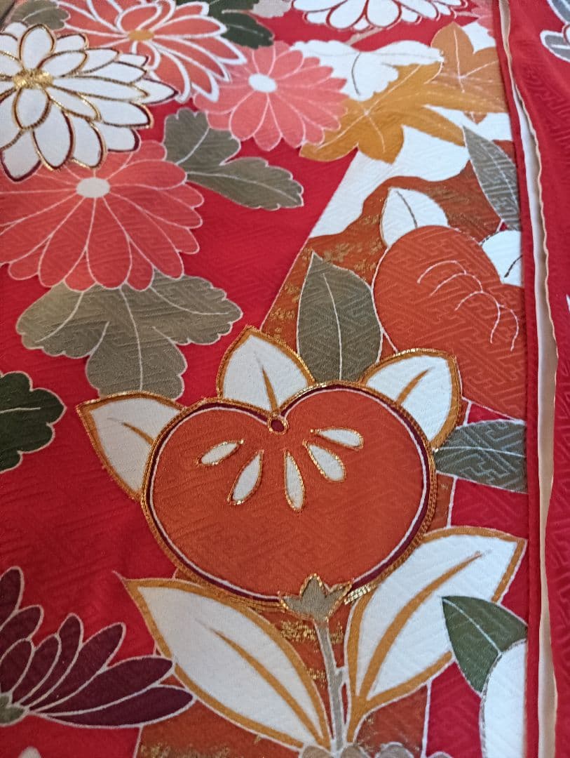 華やか振袖フルセット　赤　古典柄　金駒刺繍　身丈161.5 裄 65　お値打ち