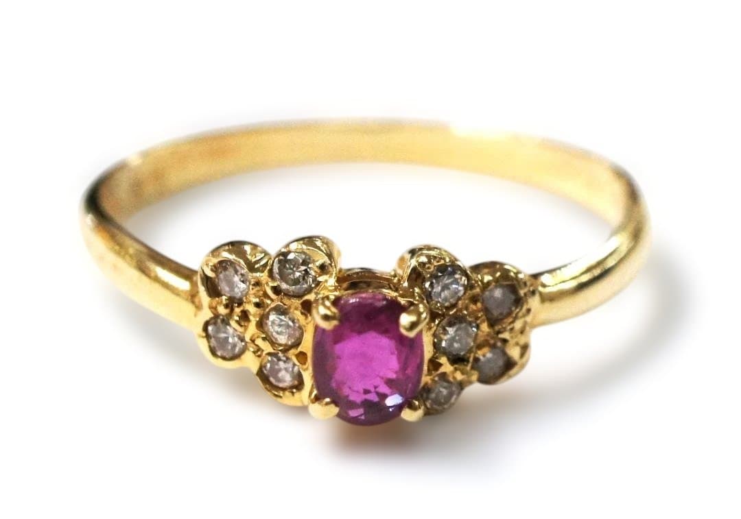 K18 ルビー ダイヤモンド リング サイズ10.5号