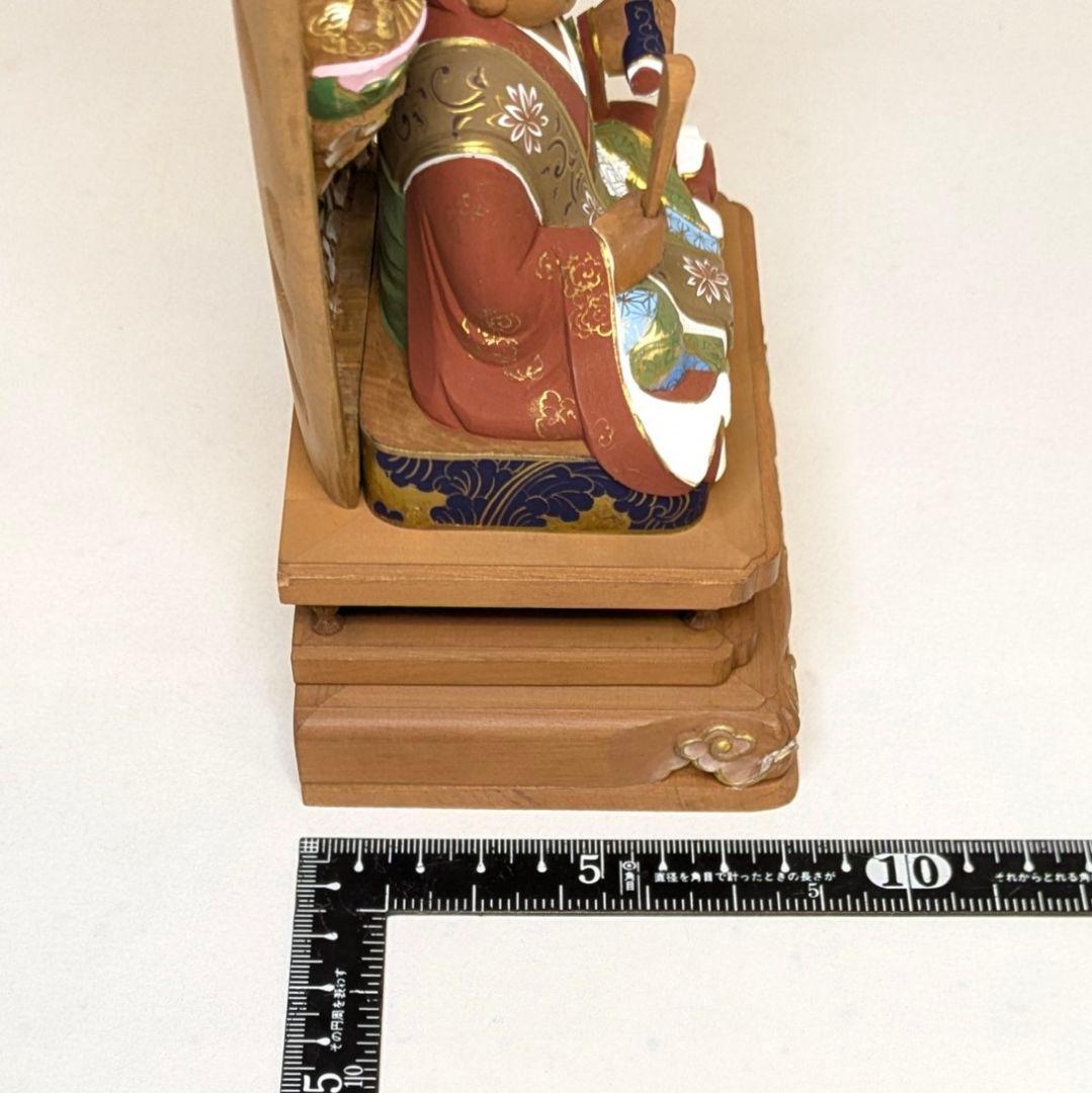 【フォロー割・新品】 三宝尊付き日蓮聖人　彩色　紅檀　総高さ約22.5㎝　日蓮