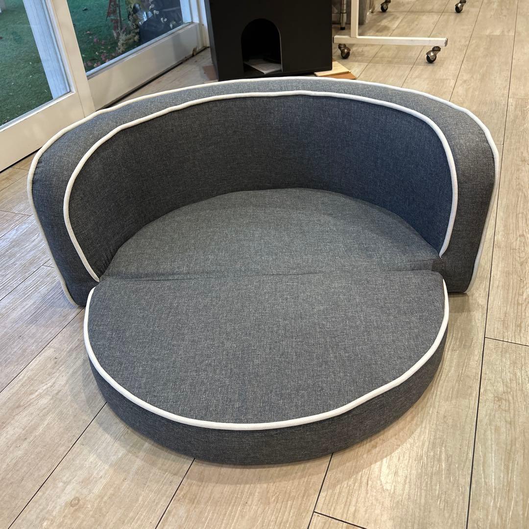 ペット用カーブ型ソファ グレー