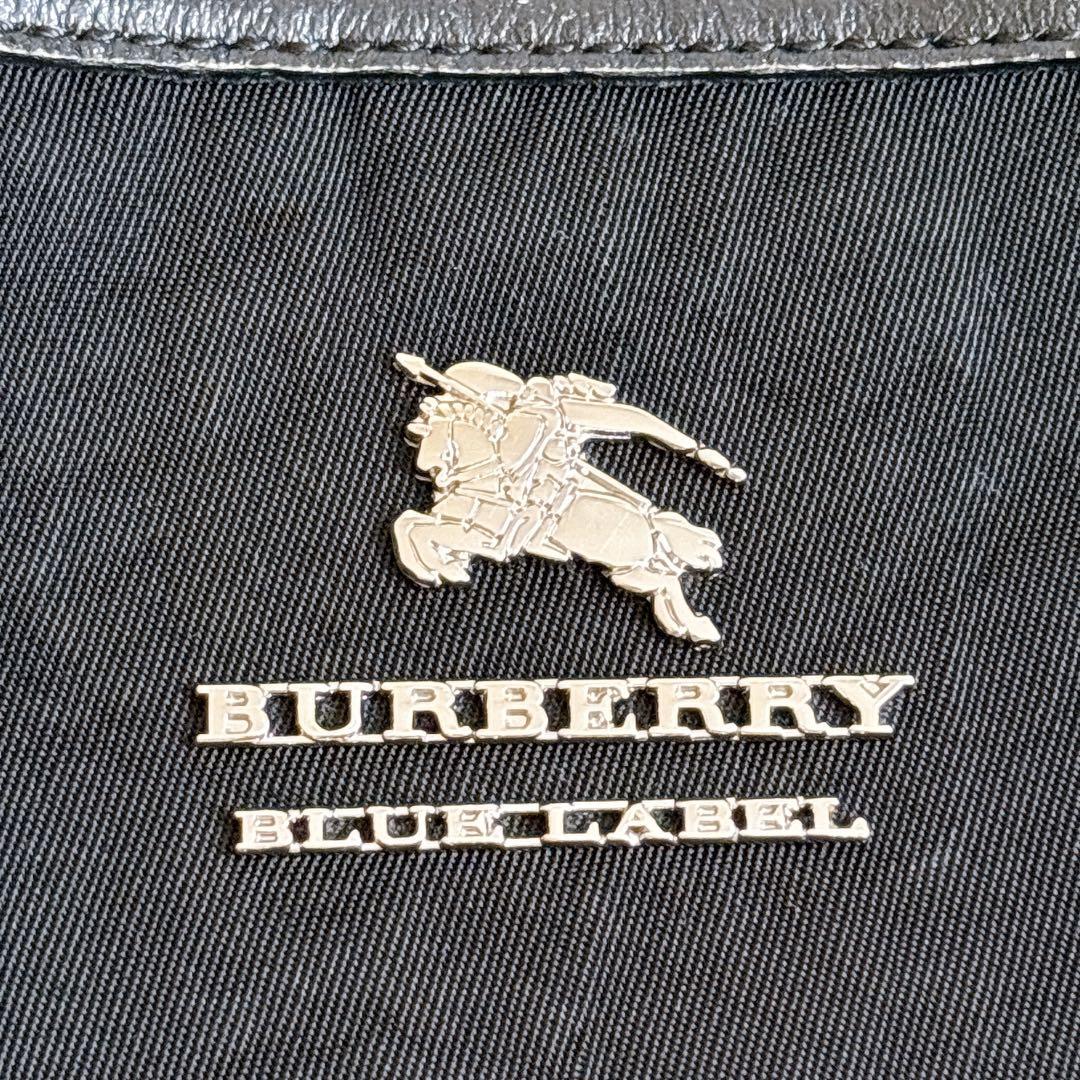 バーバリーブルーレーベル 2way ショルダーバッグ ナイロン×レザー 黒