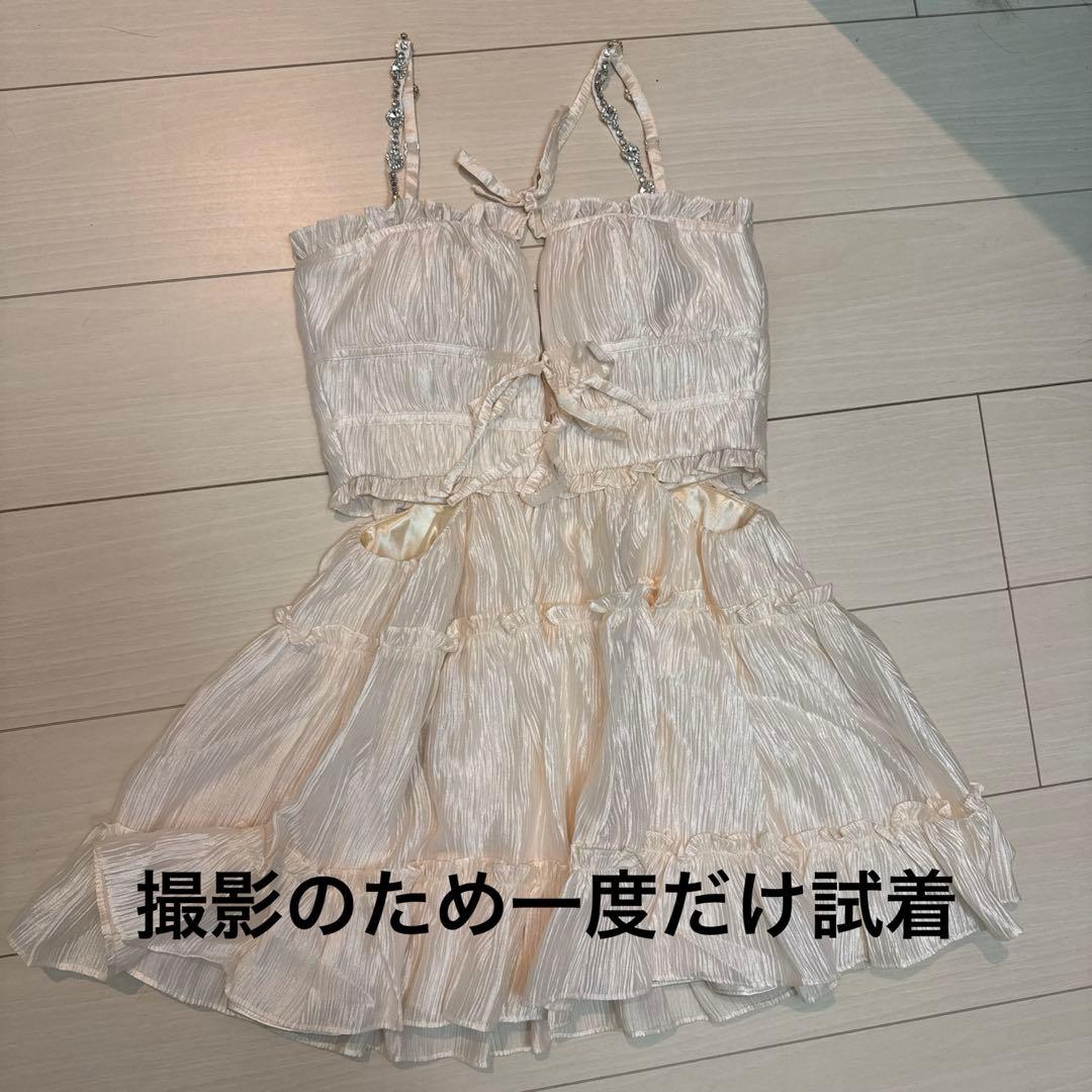 ROBE de FLEURS シャーリングドレス XSサイズ クリーム