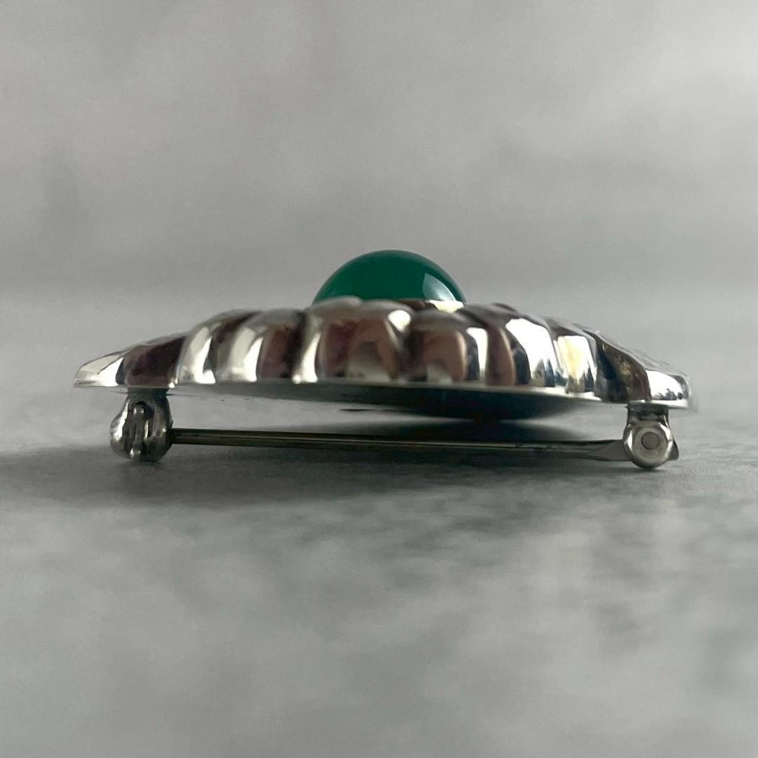 希少✨極美品 ジョージ ジェンセン 71 グリーンアゲイト ブローチ AG925