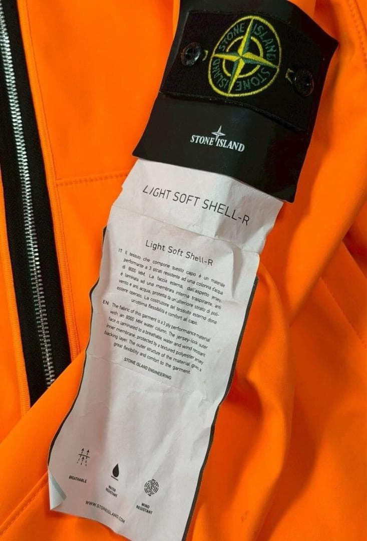 ストーンアイランド ソフトシェル ジップアップパーカー 蛍光オレンジ M