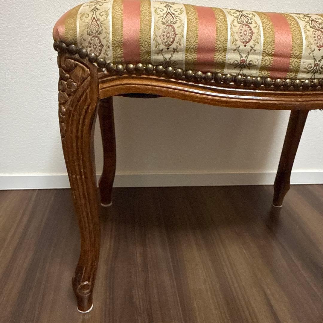 イタリア製 スツール チェア 椅子 猫脚 腰掛け ピンク ストライプ