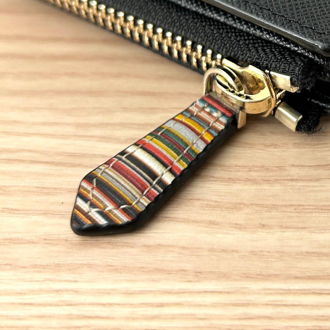 【未使用近✨️】Paul Smith ジップストローグレイン 2つ折り財布 黒