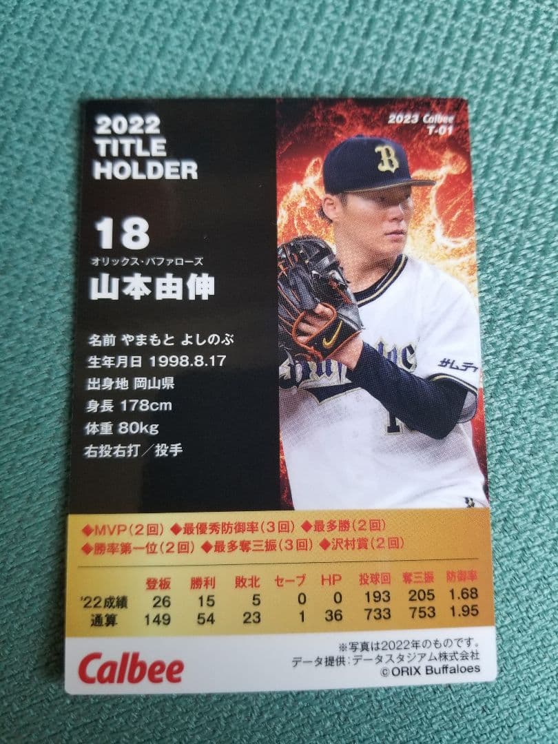 【値下げしました！】プロ野球カード　2年連続投手四冠！　オリックス山本由伸
