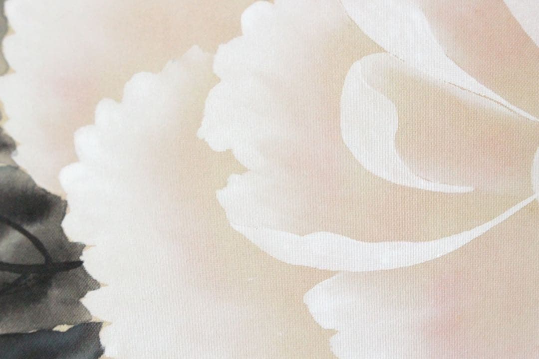 No5207 掛軸　稲垣伯堂　牡丹図　着色絹本　日本画　古画　古美術　送料無料