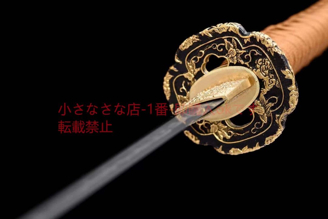 精彫銅装鎏金鎏銀月夕花晨 古兵器 武具 刀装具 日本刀 模造刀 居合刀