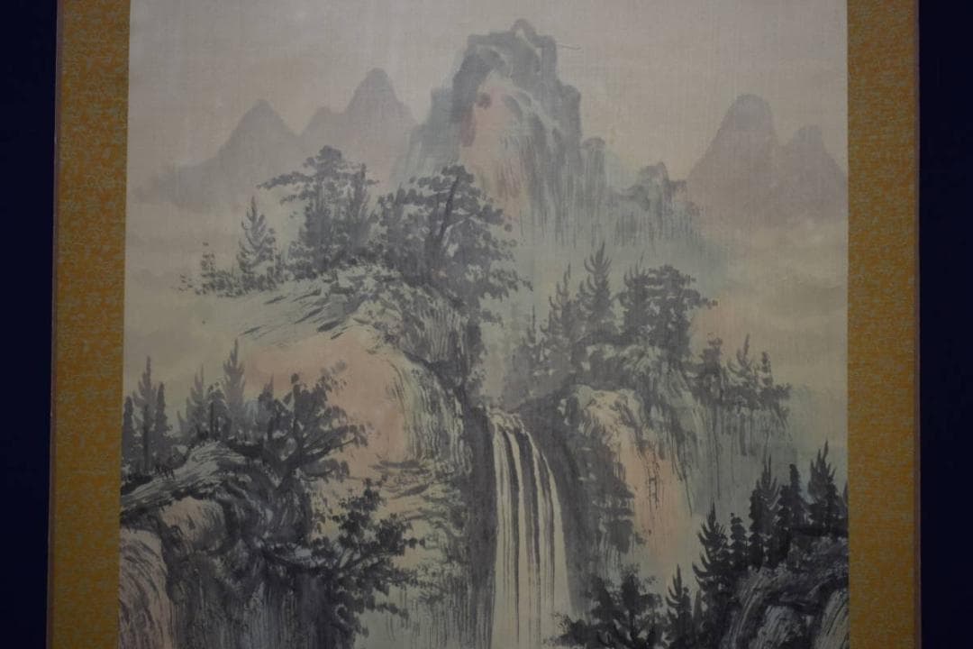 真作/吉祥/山水図/布袋屋掛軸HF-277