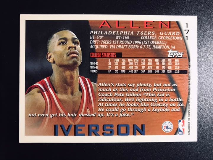 その他 NBA topps 96 97  #171 allen iverson+1sc