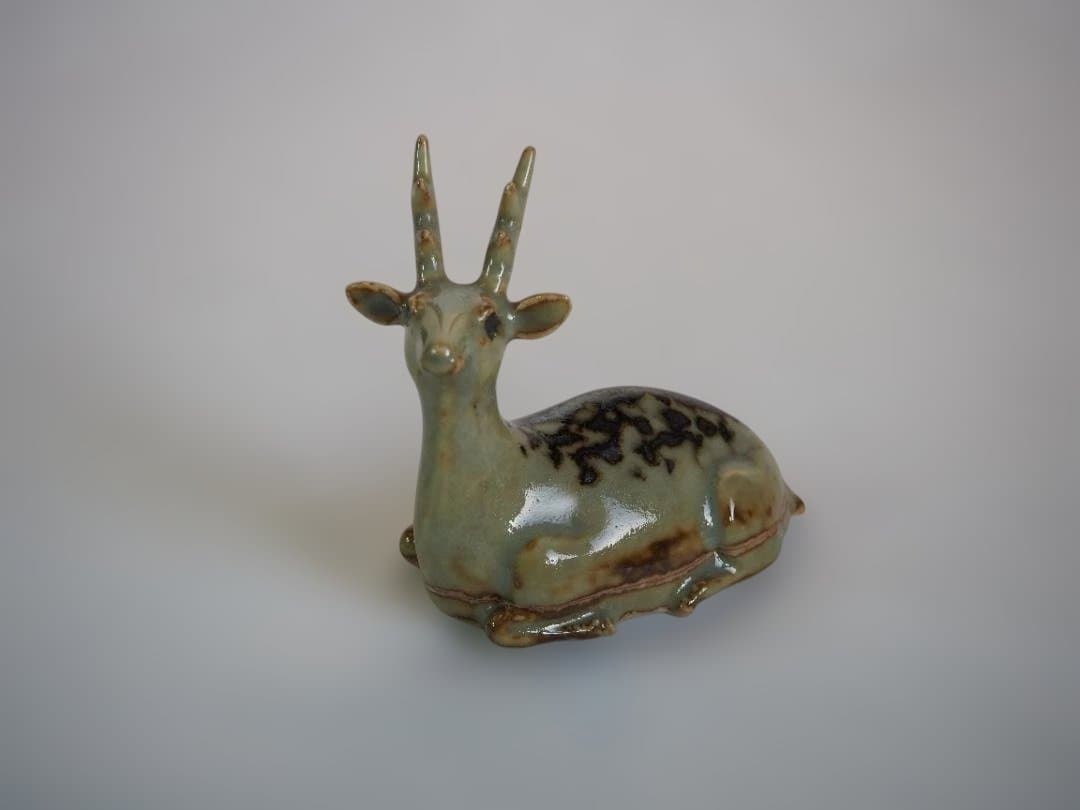 2代伊東陶山造『鹿香合』（共箱）