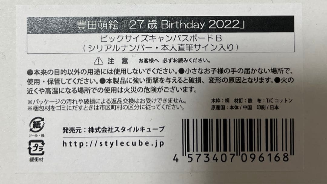 豊田萌絵「27歳 birthday 2022」ビックサイズキャンバスボードB