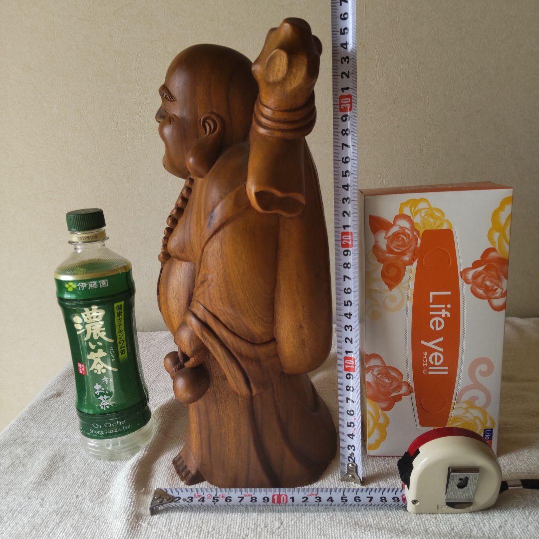 美品 布袋様 35㎝ 3㎏ 芯材上等品の木彫り 布袋尊 蔵出し