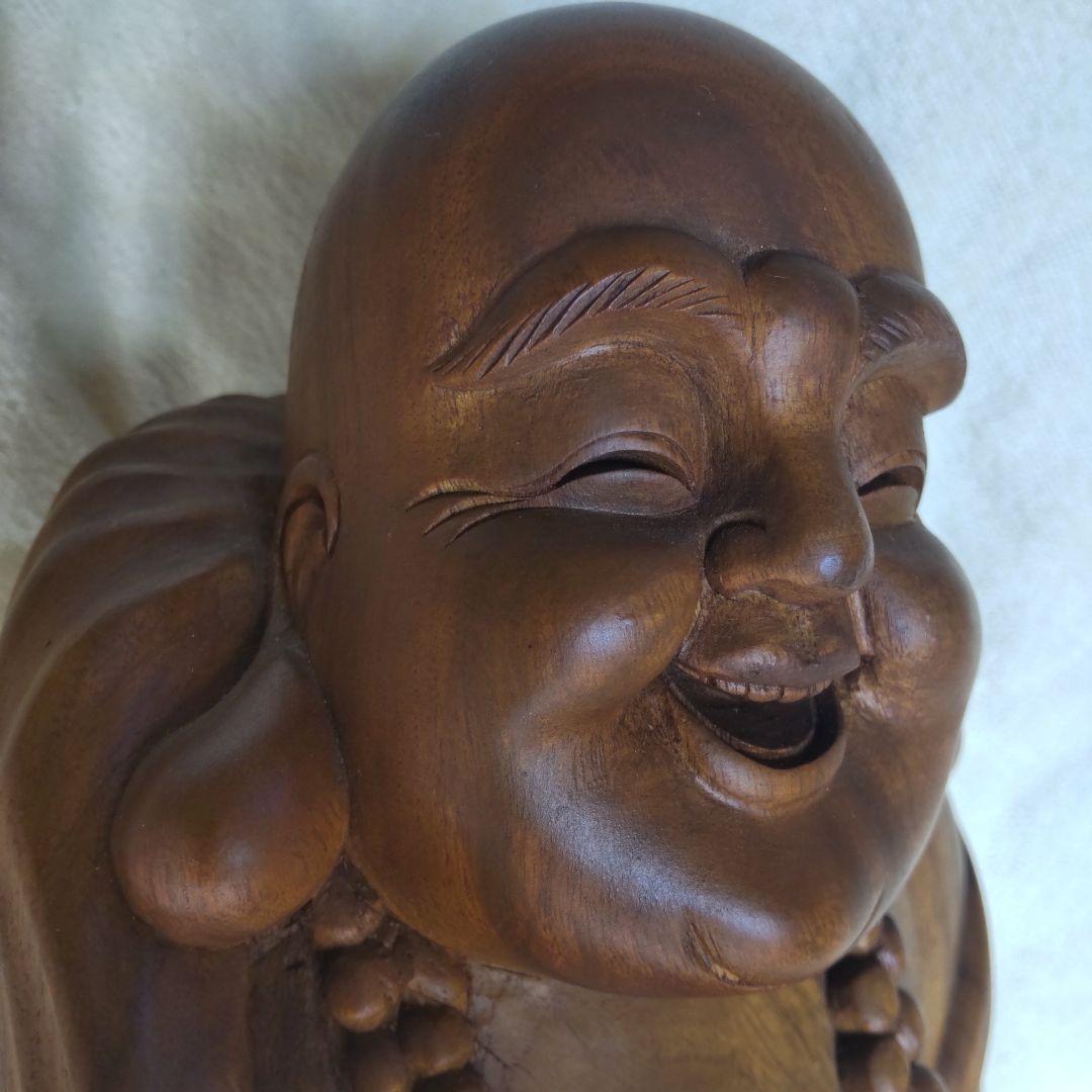 美品 布袋様 35㎝ 3㎏ 芯材上等品の木彫り 布袋尊 蔵出し