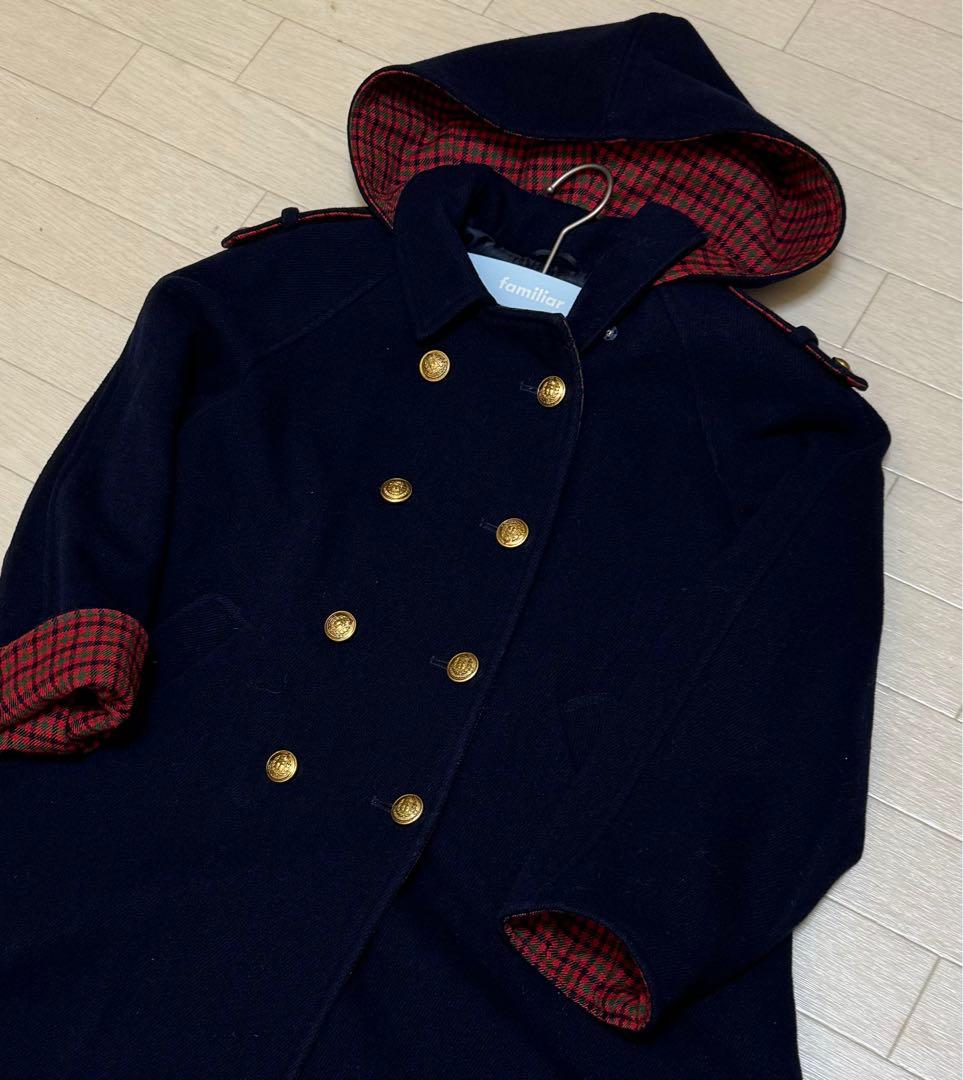 激レア 希少 旧タグ 金ボタン ファミリア チェック Pコート 120