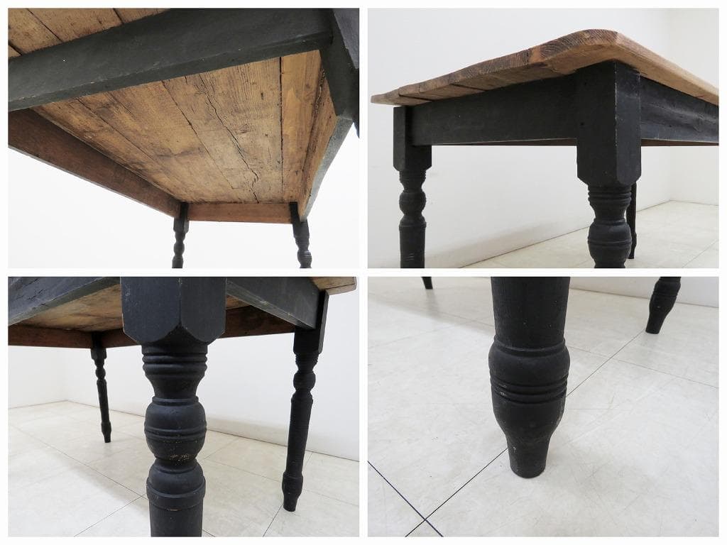 きつねっ子様 ヴィンテージ パイン材ダイニングテーブル シャビー検イギリスフラン