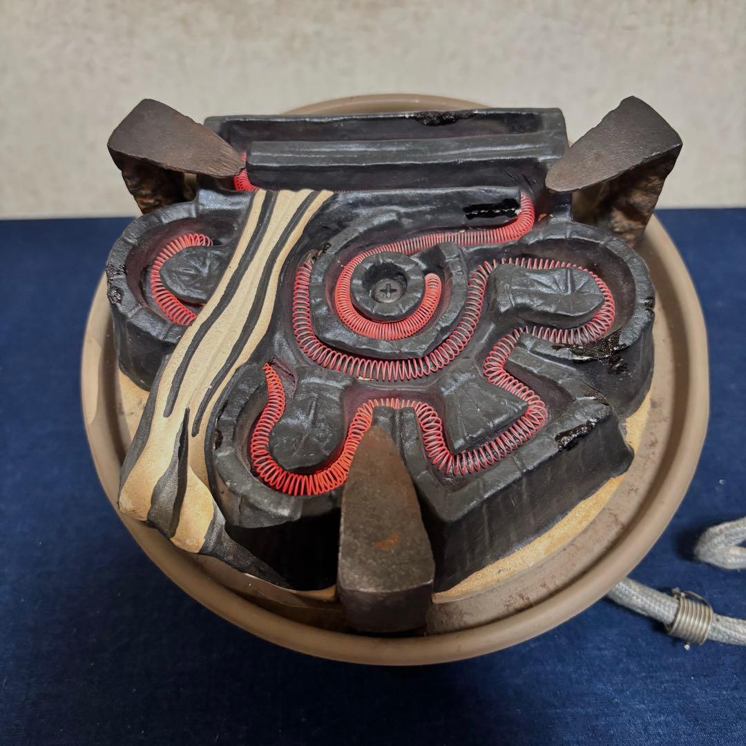 風炉 茶釜 電熱器 唐銅面取風炉 筒釜 野々田製電熱器 敷板 底瓦 茶道具