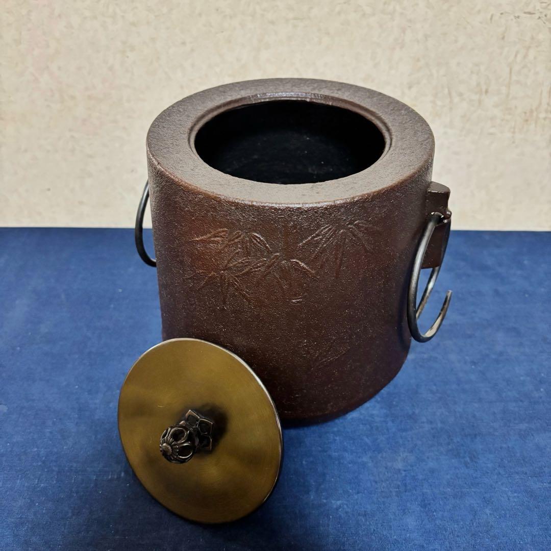 風炉 茶釜 電熱器 唐銅面取風炉 筒釜 野々田製電熱器 敷板 底瓦 茶道具