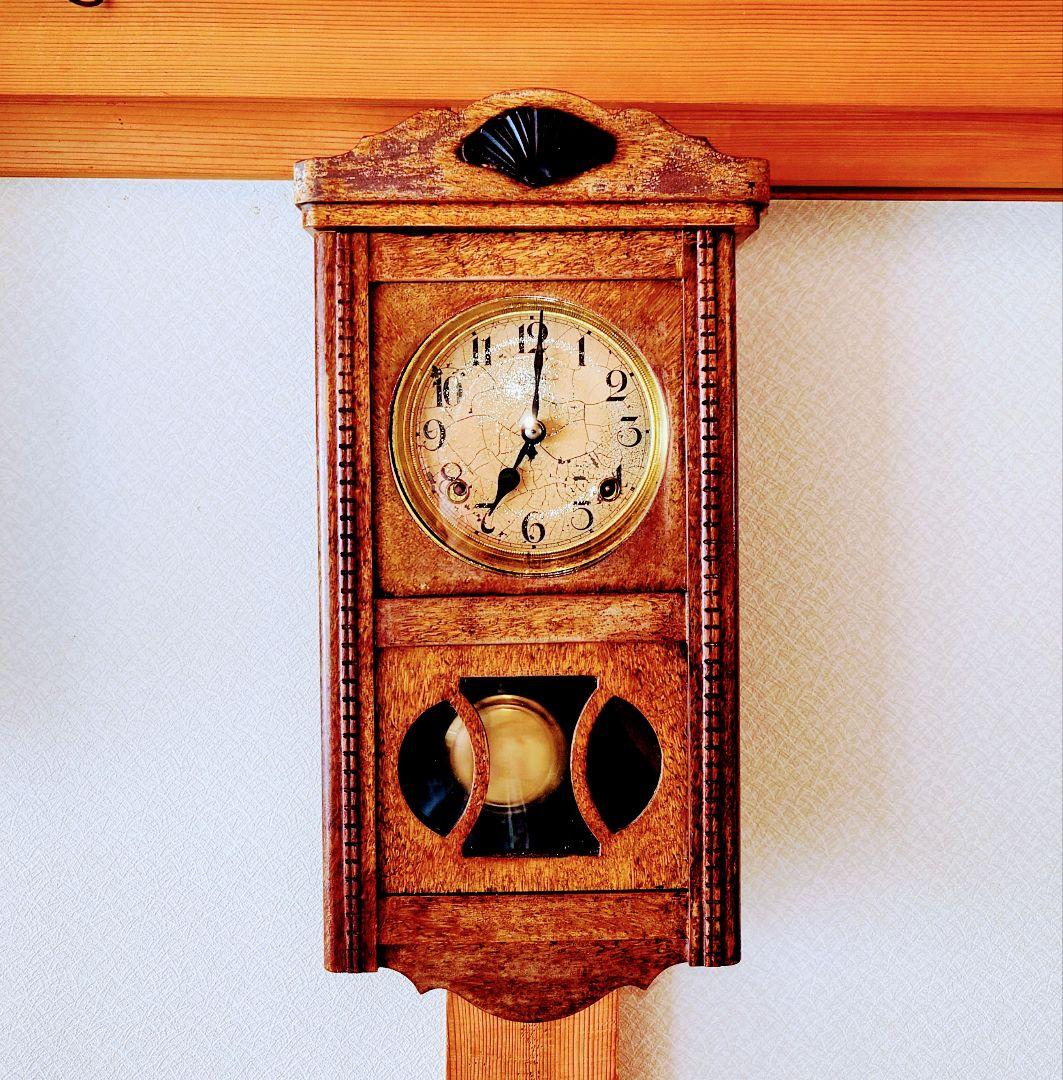 〈OH済完動・美品〉今津時計店EPOCH印　宮型ゼンマイ振り子掛け時計