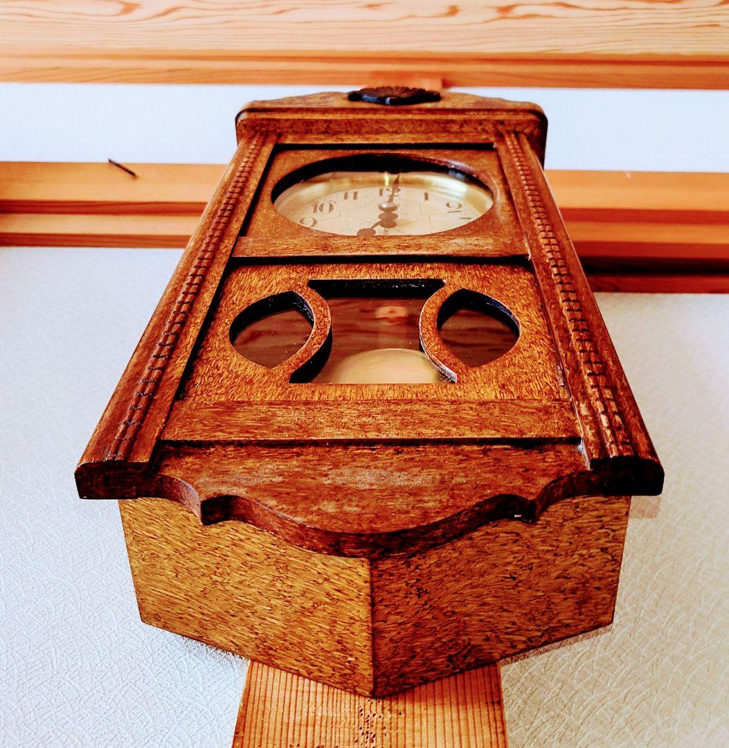 〈OH済完動・美品〉今津時計店EPOCH印　宮型ゼンマイ振り子掛け時計