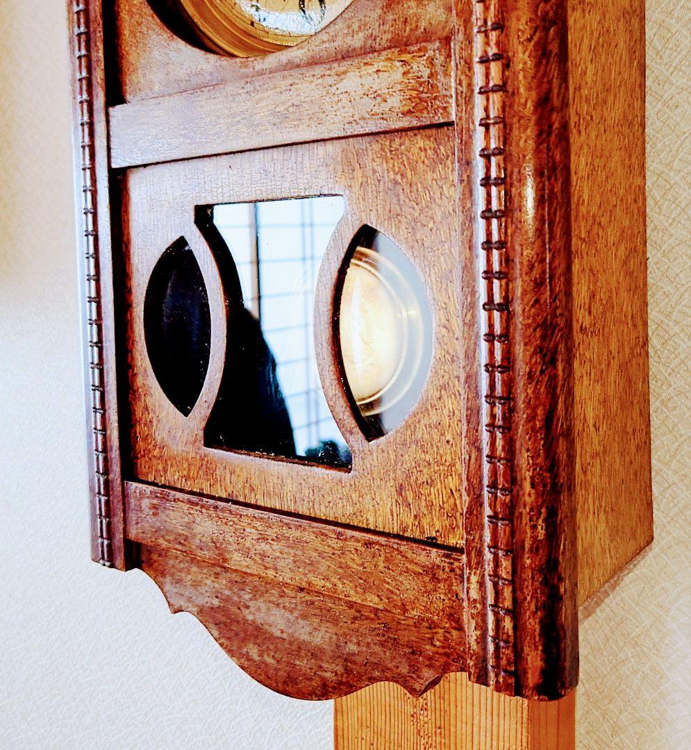 〈OH済完動・美品〉今津時計店EPOCH印　宮型ゼンマイ振り子掛け時計