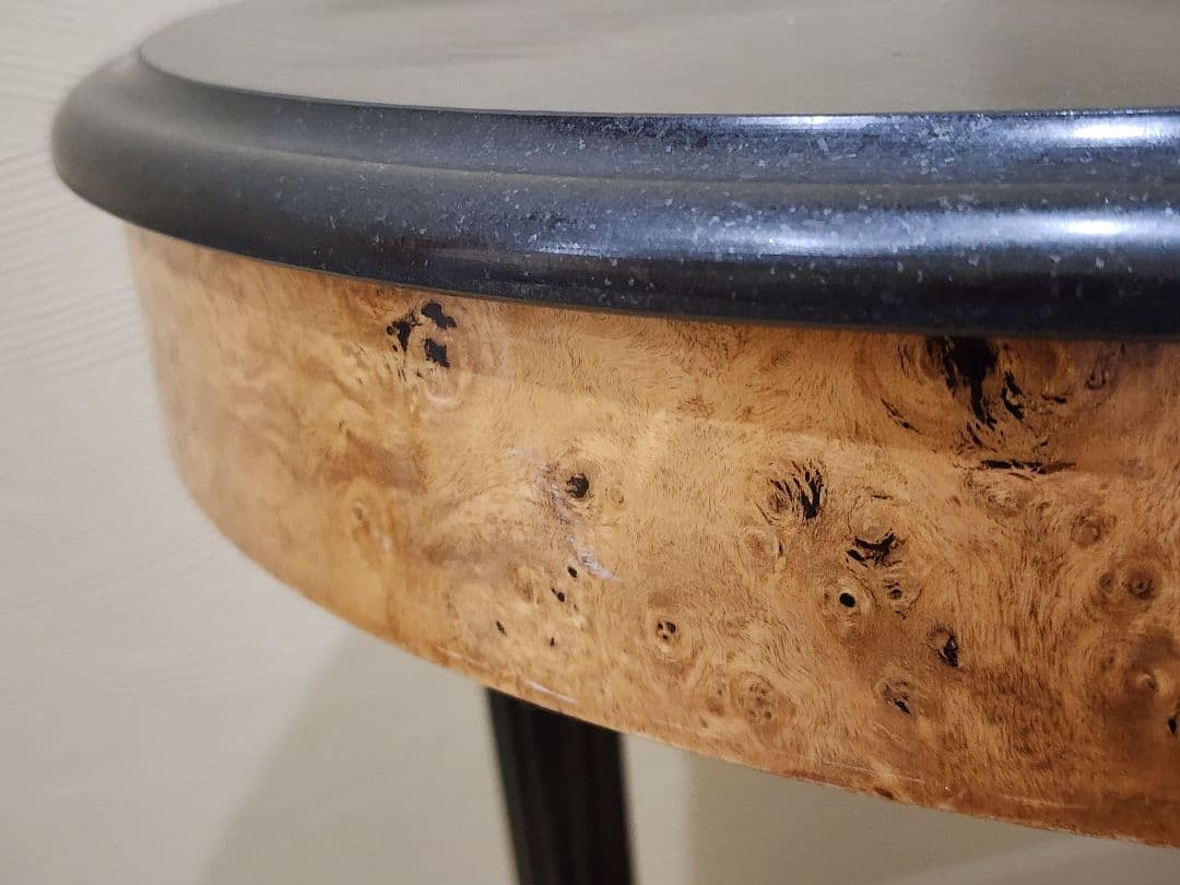 イタリア製最高級サイドテーブル　バーズアイメープル　大理石　40万円　引取限定